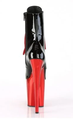 Pleaser FLAMINGO-1020 Black Patent & Red Chrome Boots