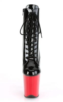 Pleaser Pole Shoes FLAMINGO-1020 Black & Red Patent Ankle Boots