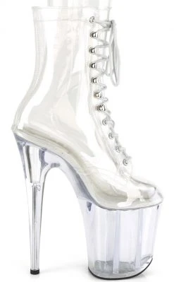 Pleaser Pole Shoes FLAMINGO-1020 Clear Lace Up Boots
