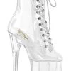 Pleaser Pole Shoes FLAMINGO-1020 Clear Lace Up Boots