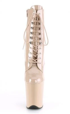 Pleaser FLAMINGO-1020 Nude Patent Ankle Boots