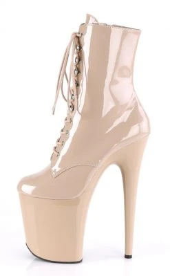 Pleaser FLAMINGO-1020 Nude Patent Ankle Boots