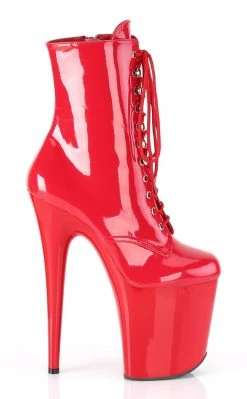 Pleaser Pole Shoes FLAMINGO-1020 Red Patent Ankle Boots