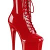 Pleaser Pole Shoes FLAMINGO-1020 Red Patent Ankle Boots