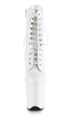 Pleaser Pole Shoes FLAMINGO-1020 White Patent Ankle Boots