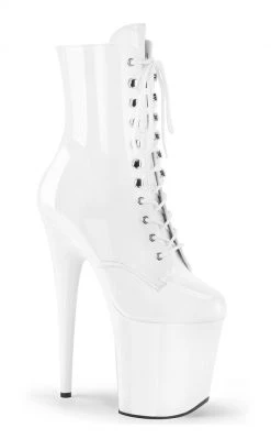 Pleaser Pole Shoes FLAMINGO-1020 White Patent Ankle Boots