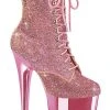 Pleaser FLAMINGO-1020CHRS Baby Pink Rhinestone Chrome Boots Pole Shoes