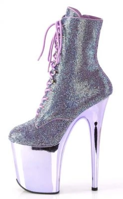 Pleaser FLAMINGO-1020CHRS Lavender Rhinestone Chrome Boots