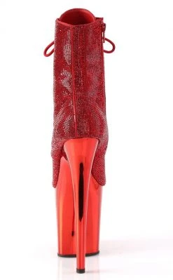 Pleaser FLAMINGO-1020CHRS Red Rhinestone Chrome Boots