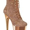 Pleaser FLAMINGO-1020CHRS Rose Gold Rhinestone Chrome Boots Pole Shoes