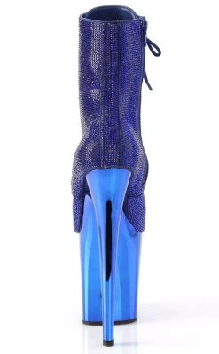 Pleaser FLAMINGO-1020CHRS Royal Blue Rhinestone Chrome Boots Pole Shoes