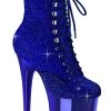 Pleaser FLAMINGO-1020CHRS Royal Blue Rhinestone Chrome Boots Pole Shoes