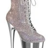 Pleaser FLAMINGO-1020CHRS Silver Multi Rhinestone Chrome Boots