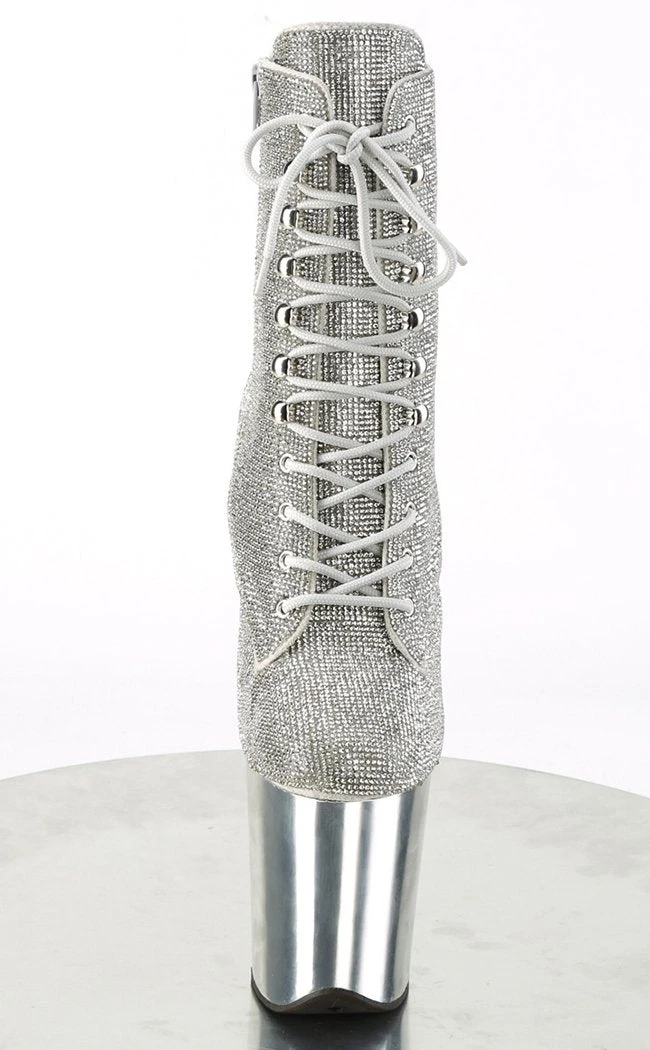 Pleaser FLAMINGO-1020CHRS Silver Rhinestone Chrome Boots 4 Pleaser FLAMINGO-1020CHRS Silver Rhinestone Chrome Boots