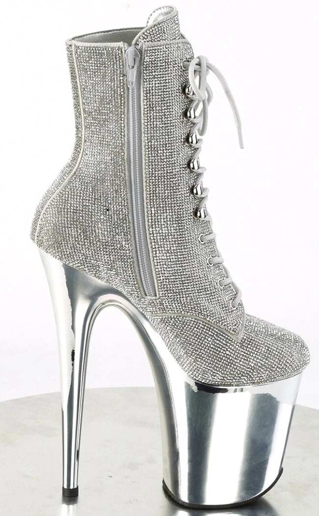 Pleaser FLAMINGO-1020CHRS Silver Rhinestone Chrome Boots 7 Pleaser FLAMINGO-1020CHRS Silver Rhinestone Chrome Boots