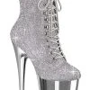 Pleaser FLAMINGO-1020CHRS Silver Rhinestone Chrome Boots