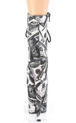 Pleaser FLAMINGO-1020DP Money Print Boots Pole Shoes