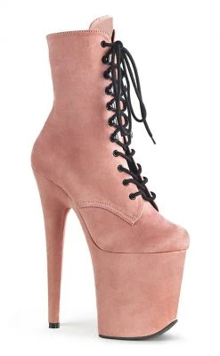 Pleaser FLAMINGO-1020FS Baby Pink Faux Suede Boots