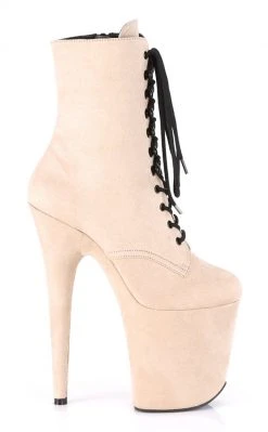 Pleaser FLAMINGO-1020FS Beige Faux Suede Boots
