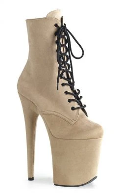 Pleaser FLAMINGO-1020FS Beige Faux Suede Boots