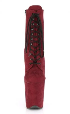 Pleaser FLAMINGO-1020FS Burgundy Faux Suede Boots Pole Shoes