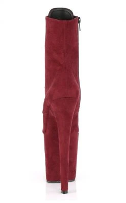 Pleaser FLAMINGO-1020FS Burgundy Faux Suede Boots Pole Shoes