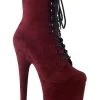 Pleaser FLAMINGO-1020FS Burgundy Faux Suede Boots Pole Shoes