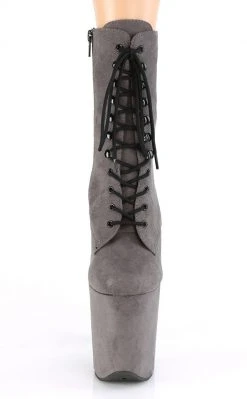 Pleaser Pole Shoes FLAMINGO-1020FS Grey Faux Suede/Grey Faux Suede Boots