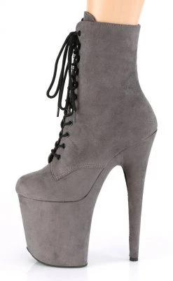 Pleaser Pole Shoes FLAMINGO-1020FS Grey Faux Suede/Grey Faux Suede Boots