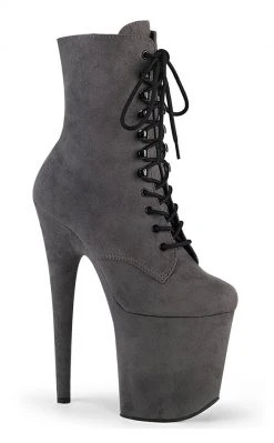 Pleaser Pole Shoes FLAMINGO-1020FS Grey Faux Suede/Grey Faux Suede Boots
