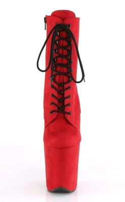 Pleaser FLAMINGO-1020FS Red Faux Suede Boots Pole Shoes
