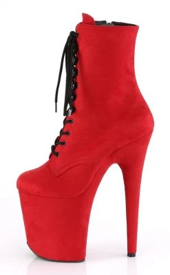 Pleaser FLAMINGO-1020FS Red Faux Suede Boots Pole Shoes