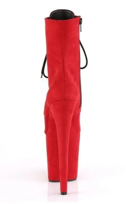 Pleaser FLAMINGO-1020FS Red Faux Suede Boots Pole Shoes