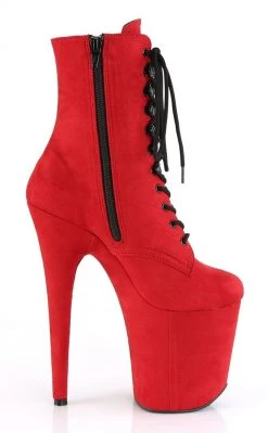 Pleaser FLAMINGO-1020FS Red Faux Suede Boots Pole Shoes