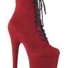 Pleaser FLAMINGO-1020FS Red Faux Suede Boots Pole Shoes