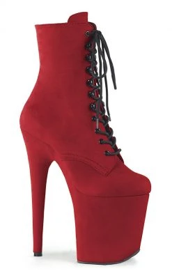 Pleaser FLAMINGO-1020FS Red Faux Suede Boots Pole Shoes