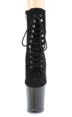 Pleaser FLAMINGO-1020FST Black Suede Tinted Boots Pole Shoes