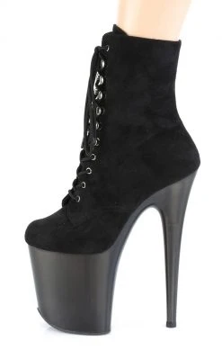 Pleaser FLAMINGO-1020FST Black Suede Tinted Boots Pole Shoes