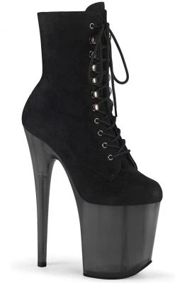 Pleaser FLAMINGO-1020FST Black Suede Tinted Boots Pole Shoes