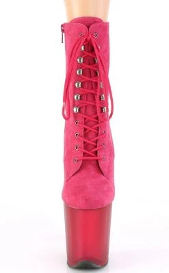 Pleaser FLAMINGO-1020FST Pink Suede Tinted Boots