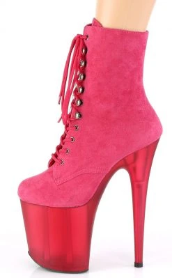 Pleaser FLAMINGO-1020FST Pink Suede Tinted Boots