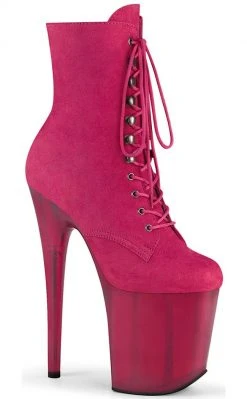 Pleaser FLAMINGO-1020FST Pink Suede Tinted Boots