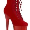 Pleaser FLAMINGO-1020FST Red Suede Tinted Boots Pole Shoes 1 Pleaser FLAMINGO-1020FST Red Suede Tinted Boots Pole Shoes