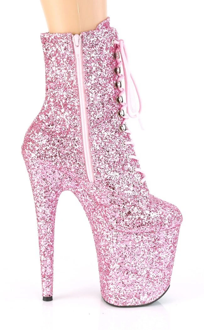 Pleaser FLAMINGO-1020GWR Baby Pink Glitter Boots Pole Shoes 7 Pleaser FLAMINGO-1020GWR Baby Pink Glitter Boots Pole Shoes