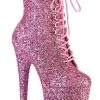 Pleaser FLAMINGO-1020GWR Baby Pink Glitter Boots Pole Shoes