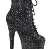 Pleaser Pole Shoes FLAMINGO-1020GWR Black Glitter Boots
