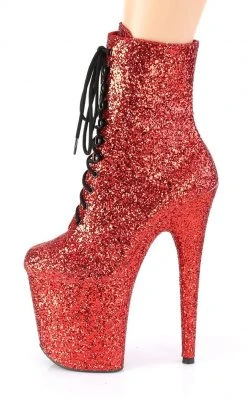 Pleaser FLAMINGO-1020GWR Red Glitter Boots Pole Shoes