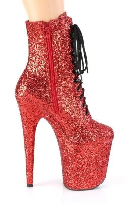 Pleaser FLAMINGO-1020GWR Red Glitter Boots Pole Shoes