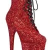 Pleaser FLAMINGO-1020GWR Red Glitter Boots Pole Shoes 2 Pleaser FLAMINGO-1020GWR Red Glitter Boots Pole Shoes