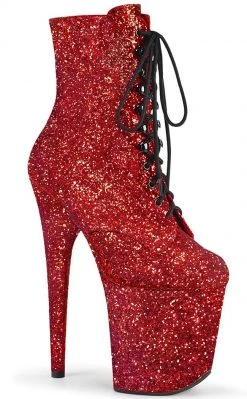 Pleaser FLAMINGO-1020GWR Red Glitter Boots Pole Shoes
